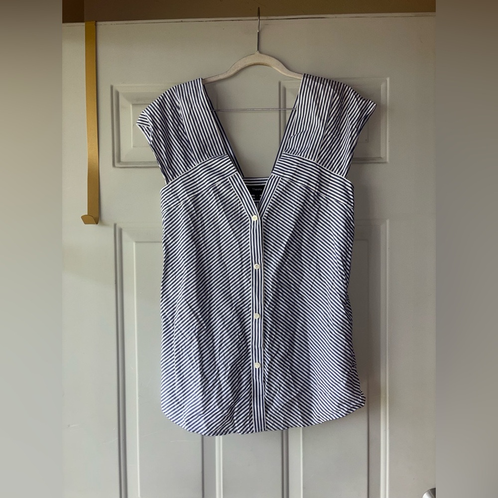 Theory blue/white striped top size S